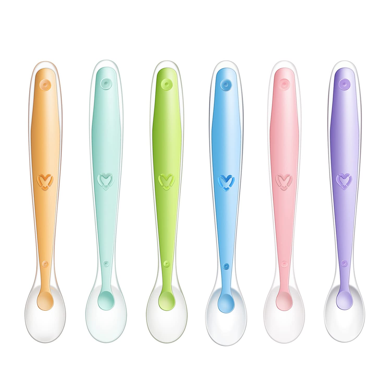 PandaEar 6 Pack Soft Silicone Baby Spoons| Baby Weaning Self Feeding Spoons for Kids Toddlers Children and Infants| BPA Free| Gum-Friendly First Stage