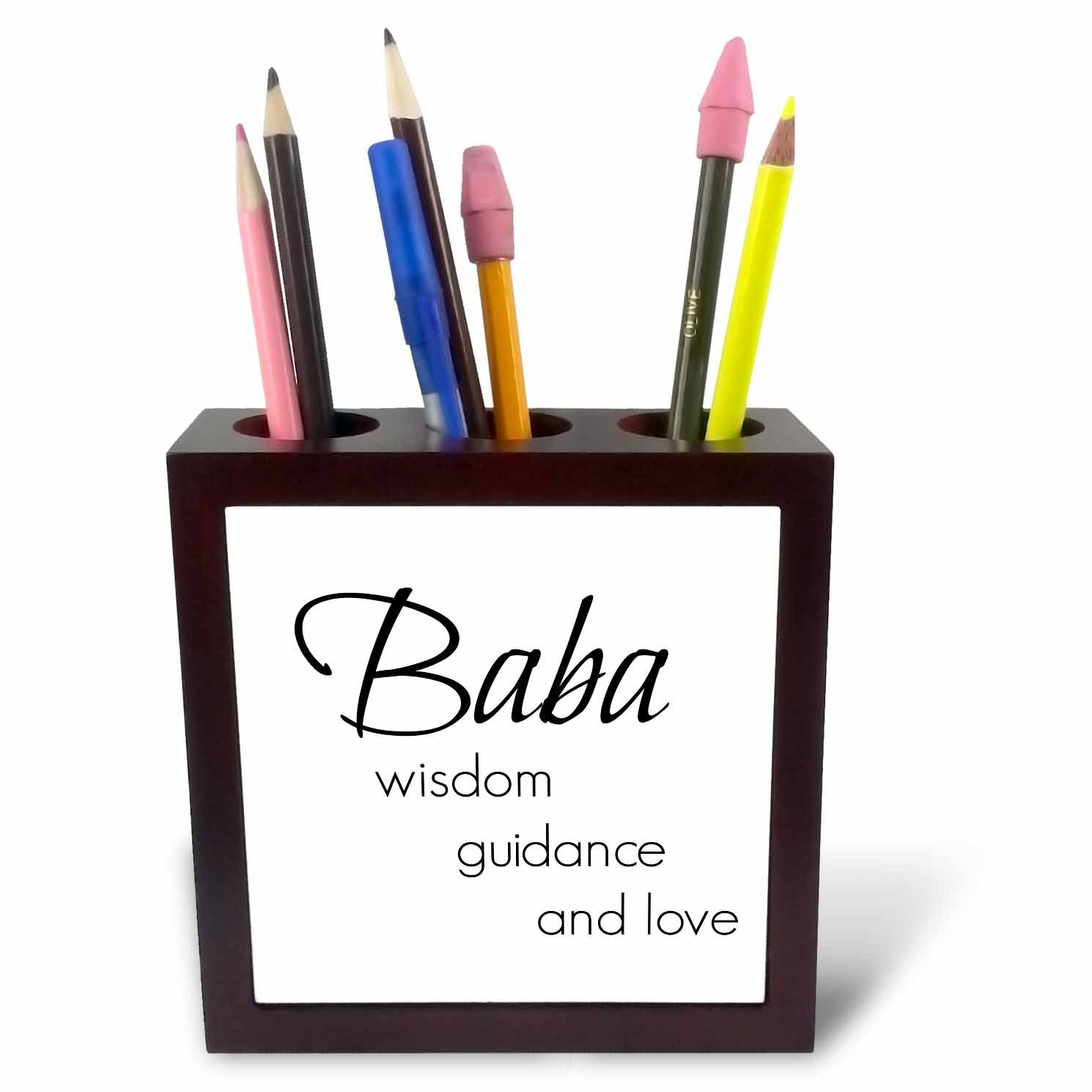 3dRose ph_253718_1 5-Inch "Baba Wisdom/Guidance/Love" Tile Pen Holder