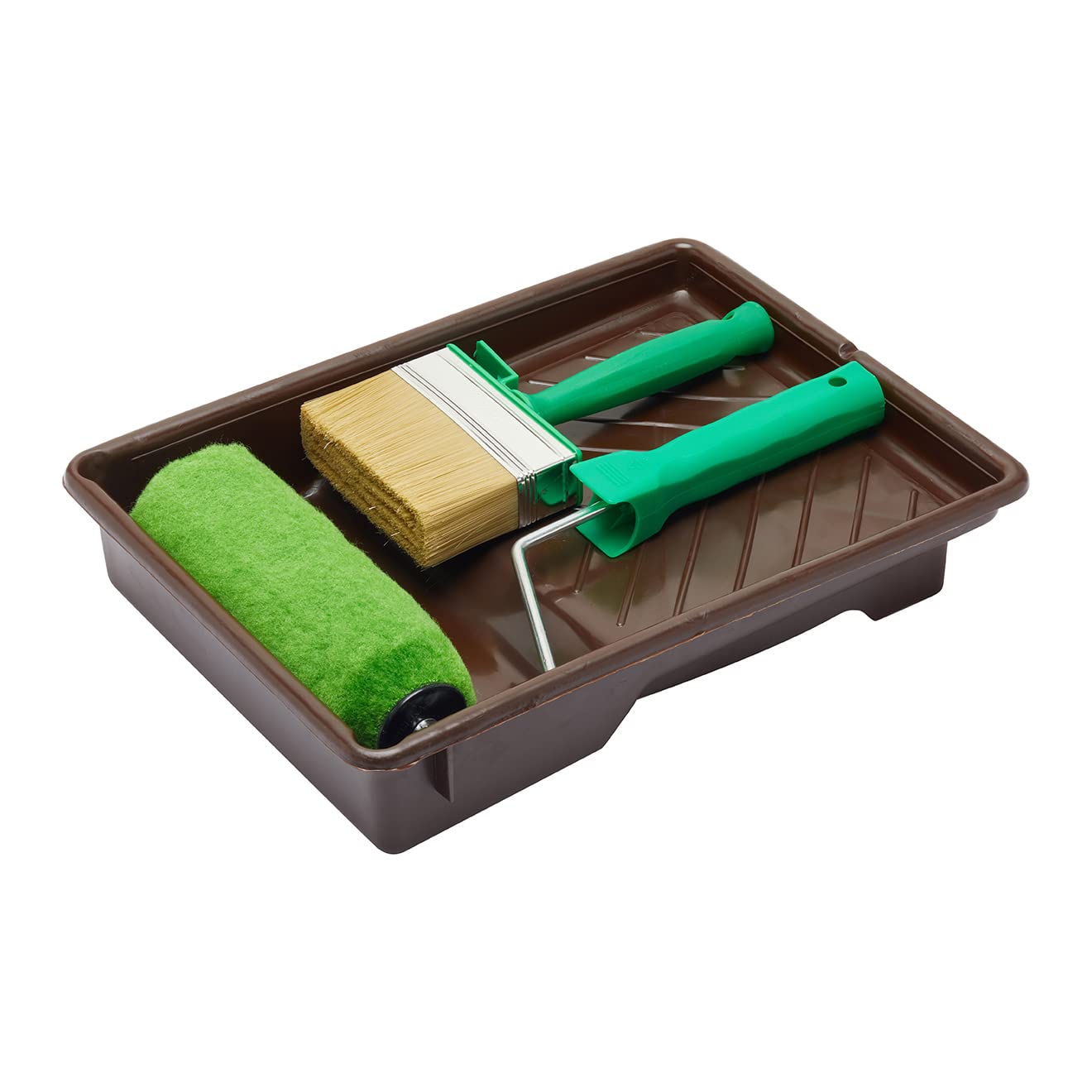 Fit For The Job 4 piece 7" Shed & Fence Roller Set & 4" Block Brush for DIY Painting of Woodstains on Exterior Woodwork, Sheds, Fences & Garden Furniture, Ideal For Smooth Planed & Rough Sawn Timber