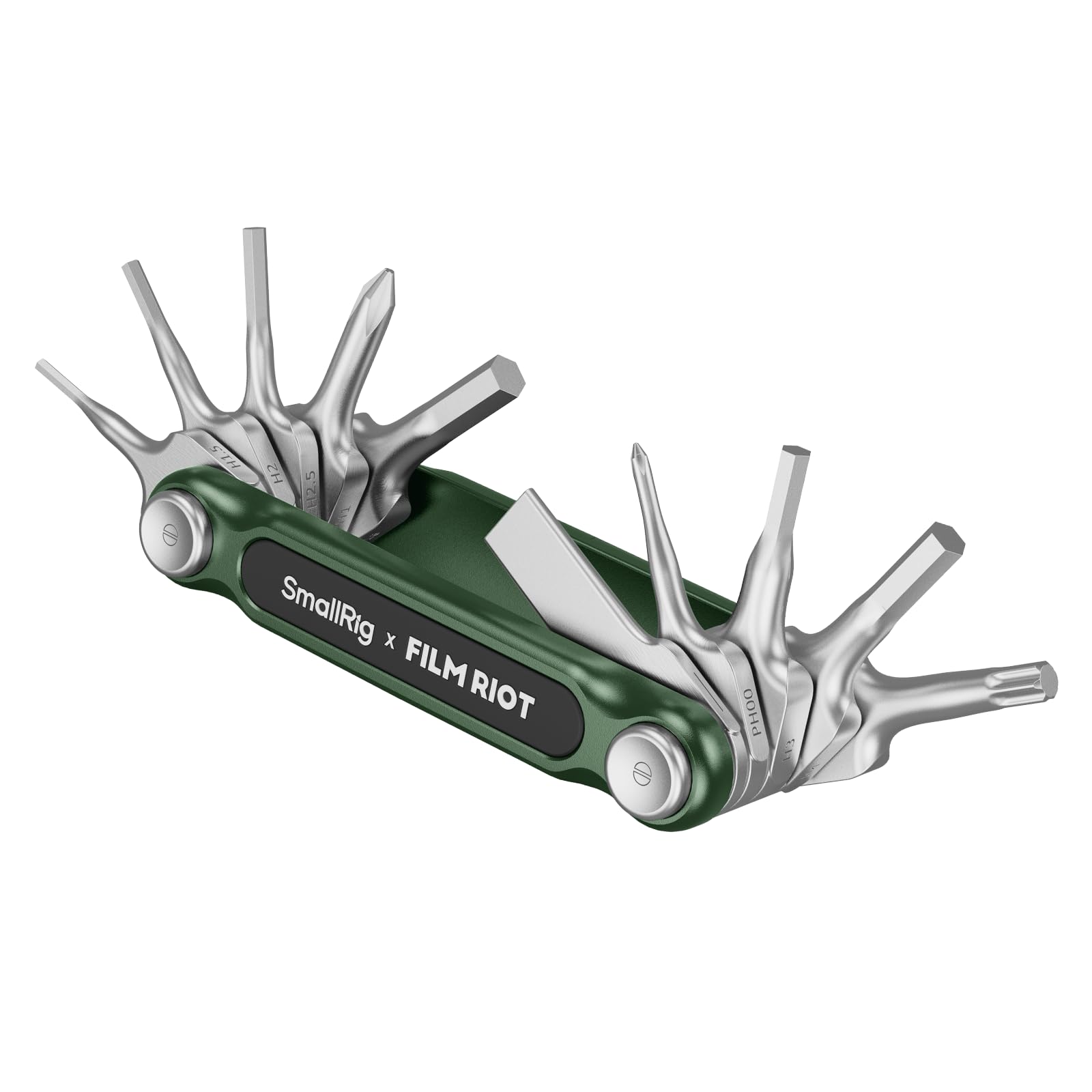 SMALLRIG x Film RIOT 10-in-1 Folding Tool Set with Screwdrivers and Hex Key Wrenches, Multiple Angle Positioning, Portable and Compact Design (Green) - 4814