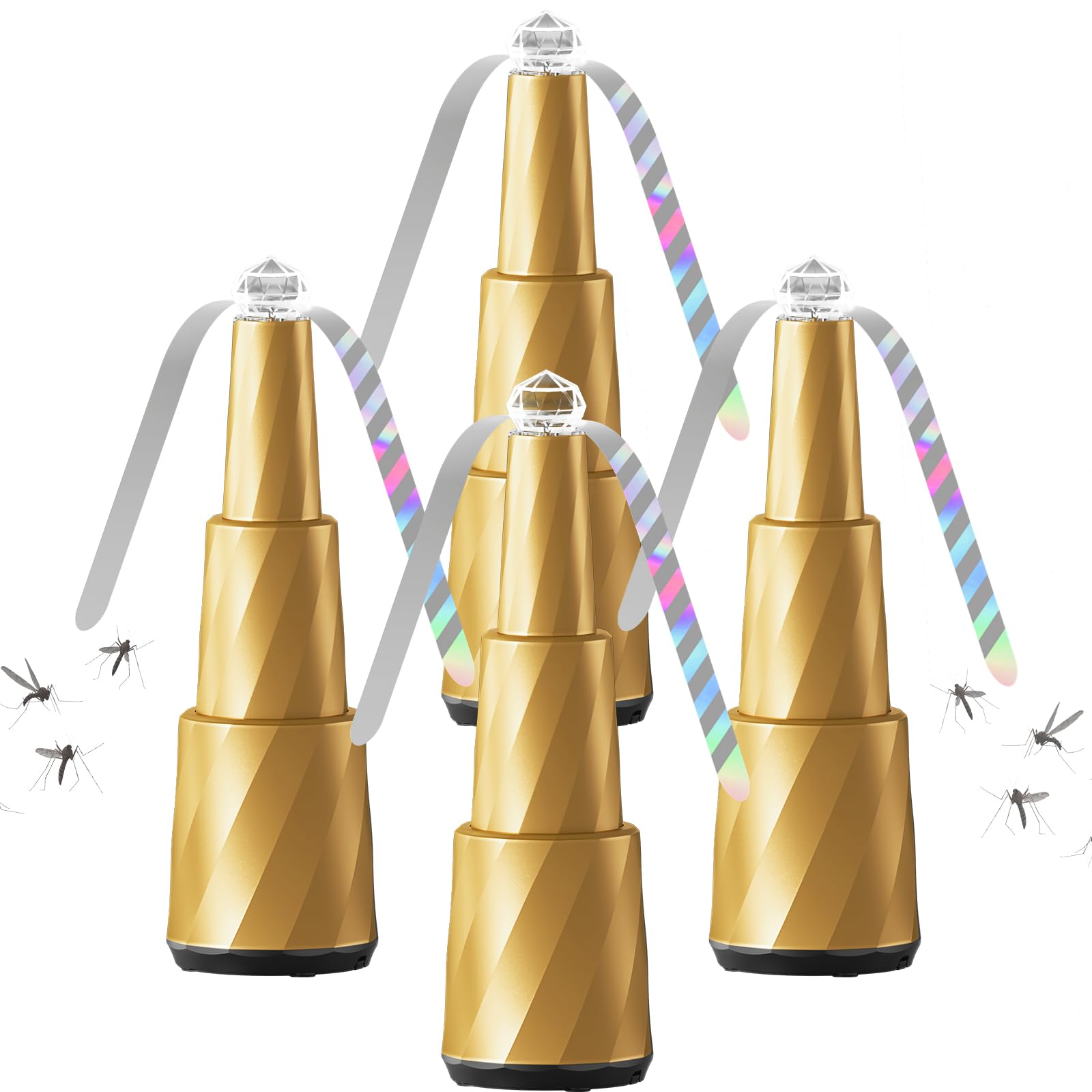 Photo 1 of Detexis 4 Pack TableTop Food Fans, 2 in 1 Portable Spinning Fan with Holographic Blades, Retractable for Kitchen, Restaurant, Party, Home, Picnic, Gold