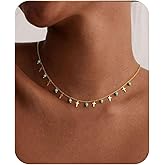 Cross Charm Choker Necklace For Women Pearl Silver Chain Dainty Trendy Small Pendant Non Tarnish Gemstone 18K Gold Plated Jewelry