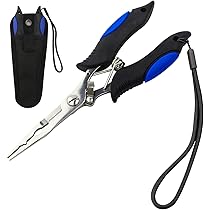 Pince De Pêche à Long Bec En Acier Inoxydable Pour Retirer Les Hameçons, Les Tresses, Les Anneaux Fendus, Les Pinces à Poisson Avec Lanière Et Support