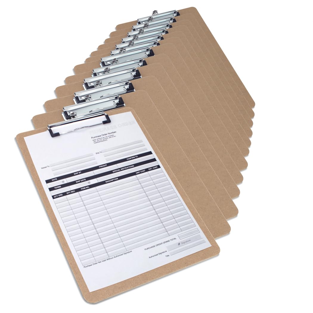 Rapesco 1608 Business Pack: 12 Standard Hardboard Clipboards, A5, Brown