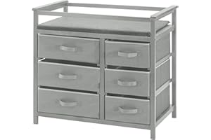 MOOITZ Baby Changing Table Dresser with 6 Storage Baskets, Can be Used as a Baby Changing Tables with Changing Table Top, a Baby Changing Station, a Diaper Changing Station (Grey)