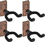MOREYES Guitar Wall Mount 4 Pack Black Walnut Hangers with Adjustable Soft Yoke view 1