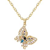 SILBAZ Butterfly Necklace for Women 18k Gold Plated Butterfly Crystal Pendant Trendy Butterfly Jewelry Birthday Christmas Gift for Wife Mom