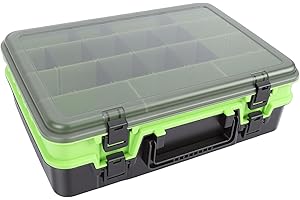 OPPWONG Tackle Box Organizer, 2 Layer Lure Box with Divider Panels, Portable Fishing Tackle Storage Organizer, Ideal for Line