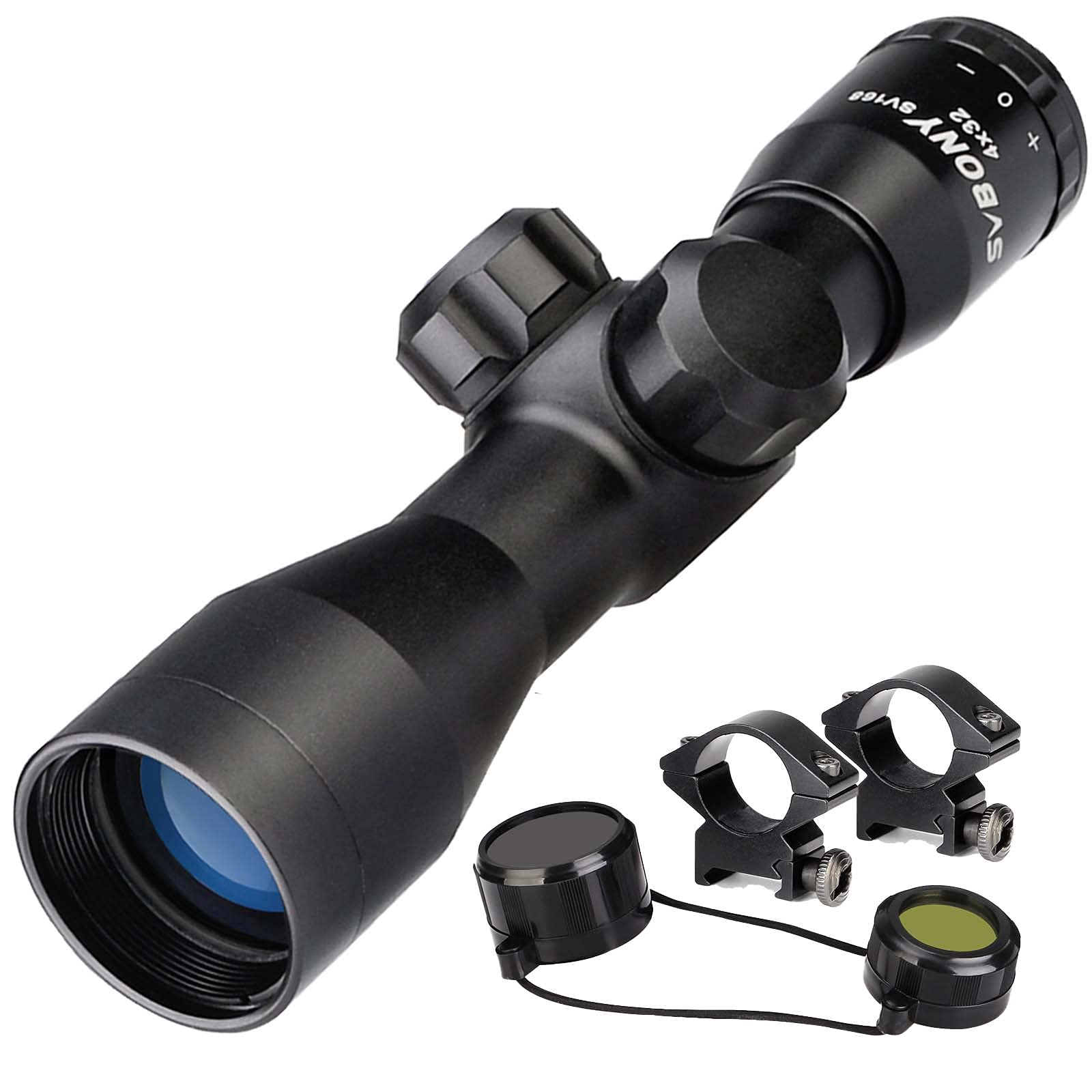 Svbony SV168 Riflescope 4x32 Crosshair SFP, ±2D Compensation Long Eye Relief Waterproof Shockproof compact Sight Scope 1 inch Tube 20mm Weaver/Picatinny Rings Solely for Outdoor Activities