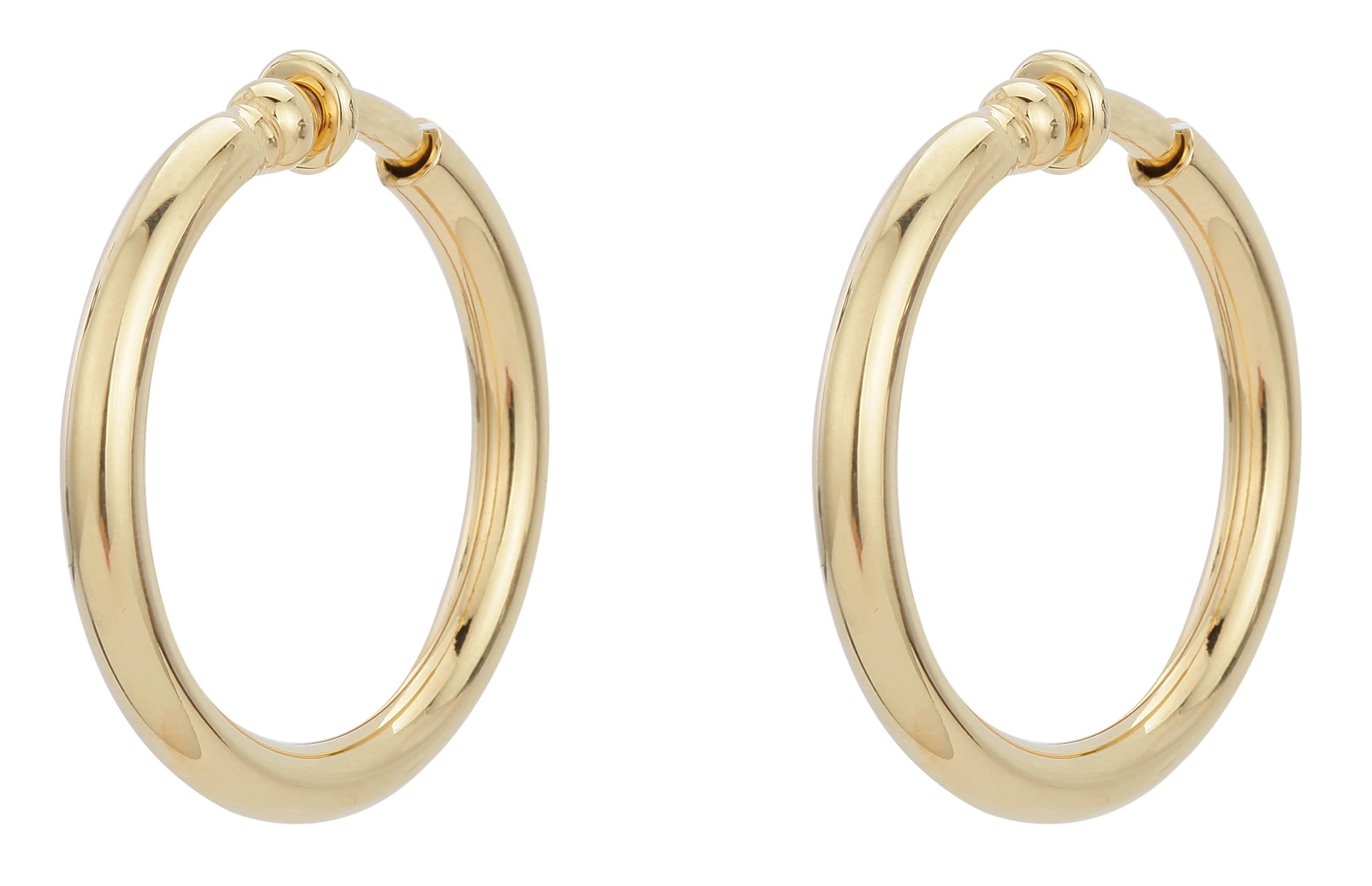 Traveller Clip-on Earrings - Hoop Earrings - Women - 22ct Gold Plated - Ø 33 mm - 155050