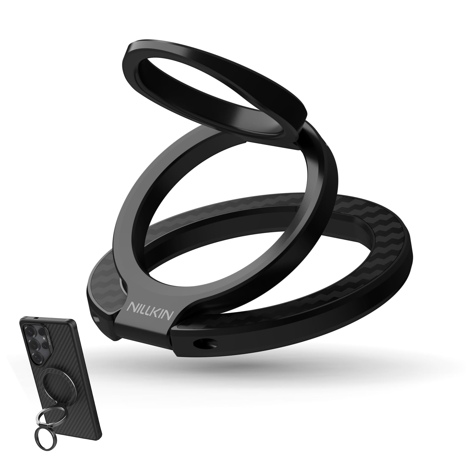 Photo 1 of Nillkin MagSafe Phone Grip Ring Holder for Double Sided Magnet, Removable Magnetic Phone Ring Holder with Stand for iPhone 17/16/Pixel MagSafe Case, Lauren Fiber, Magsafe Ring Stand, Phone Kickstand
