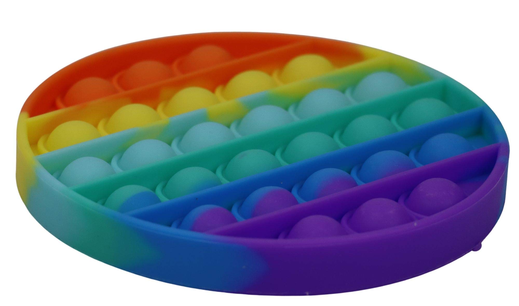 alldoro 63044 Play Silicone Fidget Toy, Approx. 12 cm Round, Pop It Anti-Stress Finger Toy, Bubble Push Toy for Stress Relief, Skill Game for Children and Adults, Rainbow