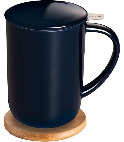 Forlife Uni Tazza Infusore Da Tè 473ml Con Colino In Acciaio E Coperchio - Turchese, Microonde E Lavastoviglie