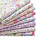 iNee Pink Floral Fat Quarters Quilting Fabric Bundles, Sewing Fabric for Quilting Crafting, 18