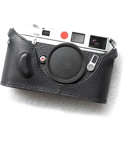 Amazon.com : MRZHOUCASE Genuine Black Cowhide Leather Camera Half