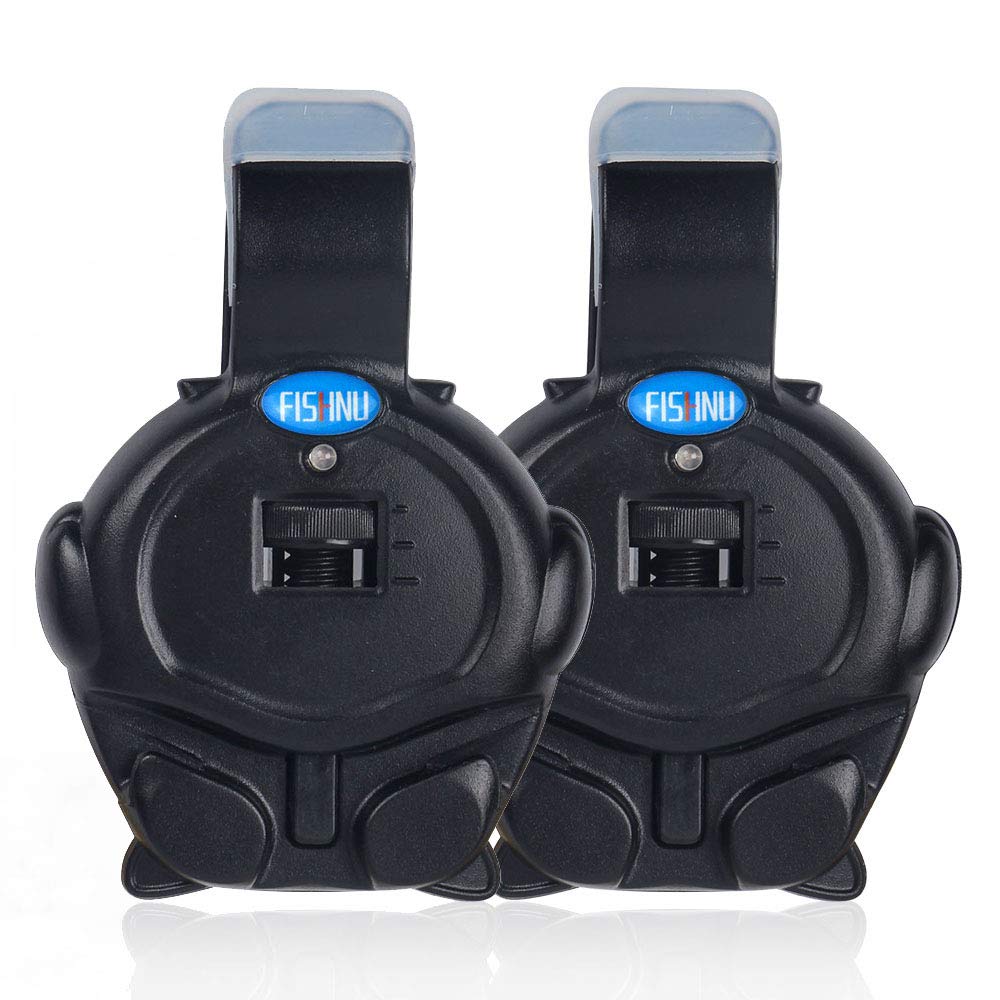 FISHNU Double Alarming Electronic Fishing Bite Alarm with LED Light & Adjustable Sensitivity for Night Fishing - Water-Resistant & Durable, Suitable for Various Rods (Pack of 2)