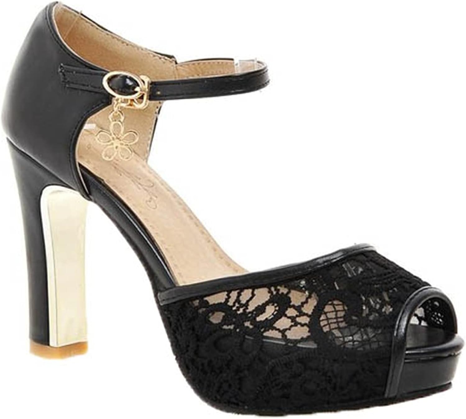 Amazon.com | Women High Heel Sandals Summer Solid Color Breathable Ankle Strap Peep Toe Sandals 
