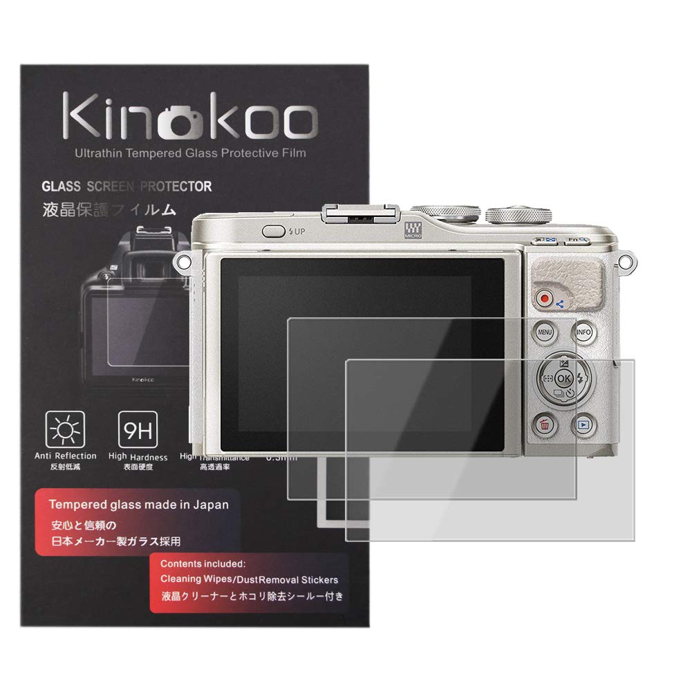 kinokoo Screen Protector for Olympus E-PL9/E-PL/E-PL7/E-P5/PEN-F Digital Camera 0.25mm 9H Hardness Tempered Glass Film Bubble-free/Anti-scratch(2 pack)