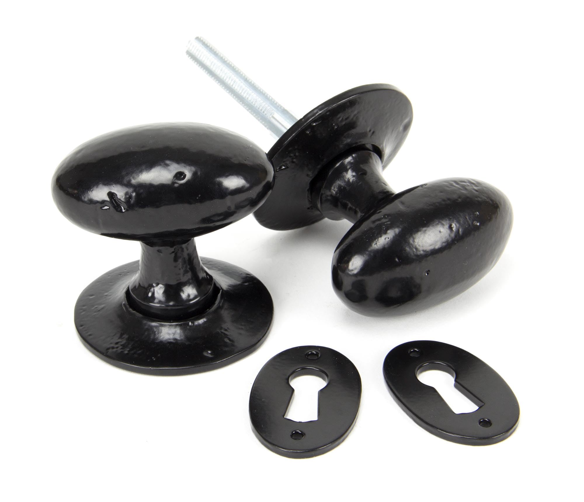 From the Anvil Black Oval Mortice/Rim Knob Set
