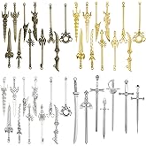 QINIZX 40 Pieces Antique Swords Knife Bookmark Charms Swords Knife Charms Pendants for Bookmarks DIY Necklace Bracelace Jewelry Making Craft Supplies (Bronze, Sliver, Gold)