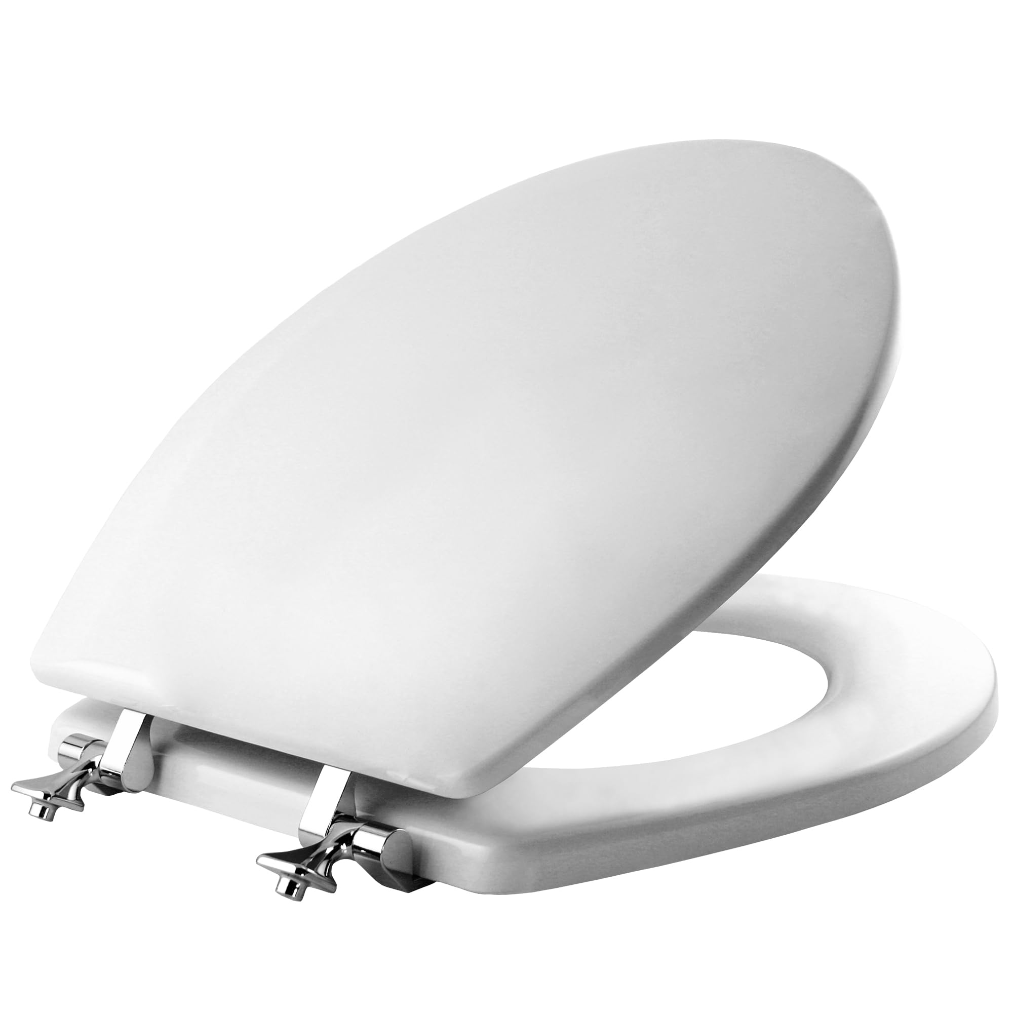 Photo 1 of MAYFAIR 844CP 000 Edgewater Toilet Seat with Chrome Hinges will Never Come Loose, ROUND, Durable Enameled Wood, White
