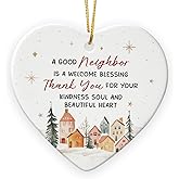 Neighbors Ornament 2026 - Thank You Gifts for Good Neighbors and Friends Next Door, Xmas Appreciation Gift for Women Man, Ceramic Ornaments for Christmas Tree Decor, Cute for Neighbor