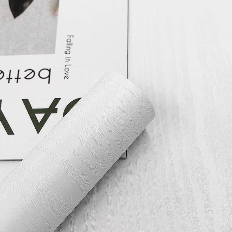 Abyssaly White Wood Effect Vinyl Wrap 90cm x 600cm Self Adhesive Wallpaper