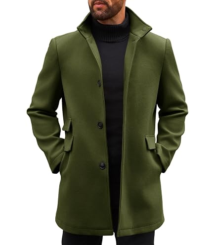 Zeiyignr Men's Trench Coat Mandarin Collar Long Formal Jacket