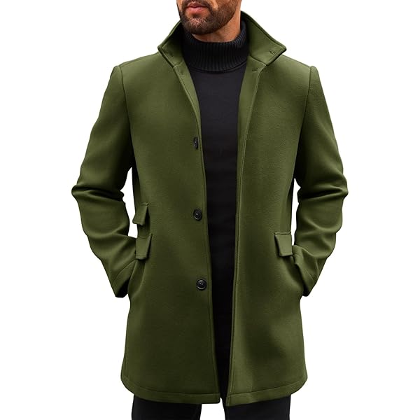 IDEALSANXUN Mens Pea Coat Casual Winter Wool Double Breasted