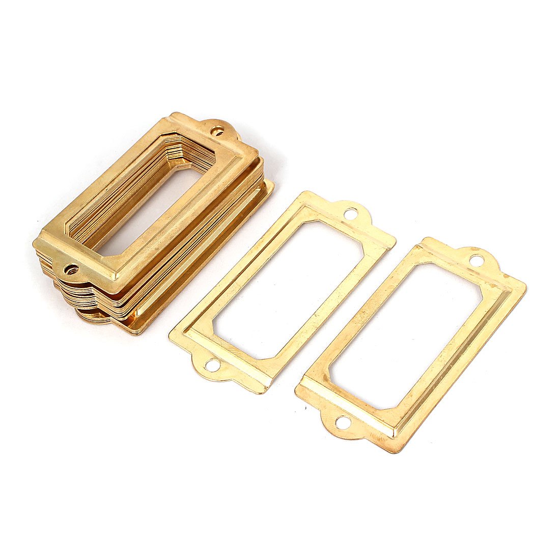 Sourcingmap Metal 70x33mm File Drawer Tag Frame Label Holder Gold Tone 20pcs