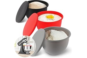 Silicone Mixing Bowl Liners Attachments Compatible with 5 Quart KitchenAid Mixers, Includes 3 Liners and Lids,Dishwasher Safe