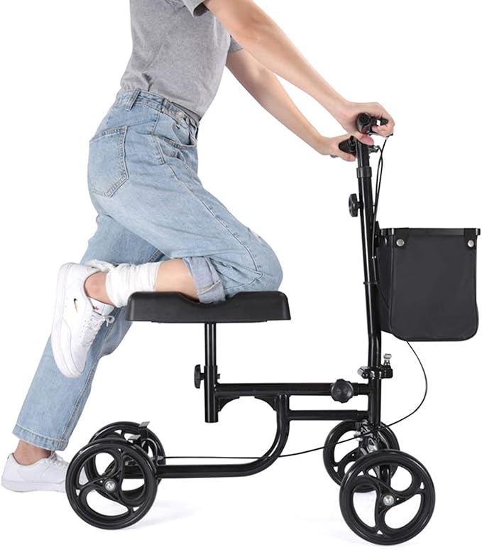 Tellgoy Foldable Knee Scooter Walker, Height Adjustable Walker for Foot Injuries Drive Cart with