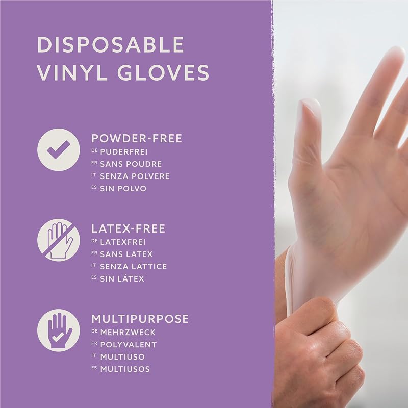 Guantes Desechables de Vinilo, sin Polvo, sin Látex, Talla XL, Paquete de 100