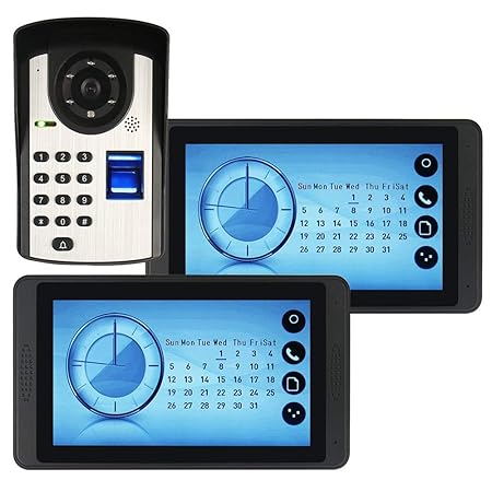 MOMAMO Video türsprechanlage, Türklingel Gegensprechanlage System, Touchscreen 7-Zoll-Fingerabdruck-Passwort-Fernbedienung en