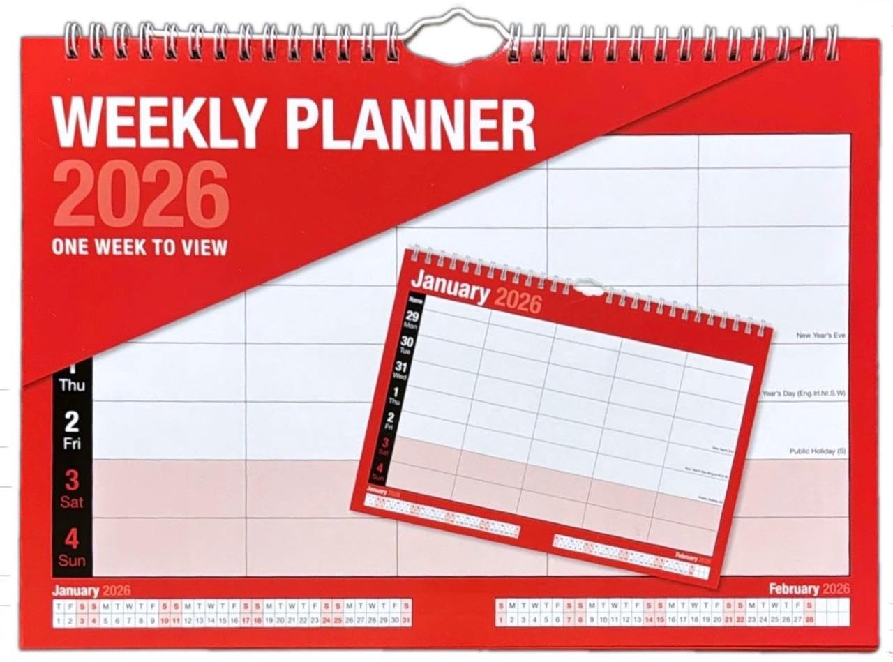 PaulStore 2026 Week To View 5 Column Calendar Hanging Spiral Daily Home Office Planner