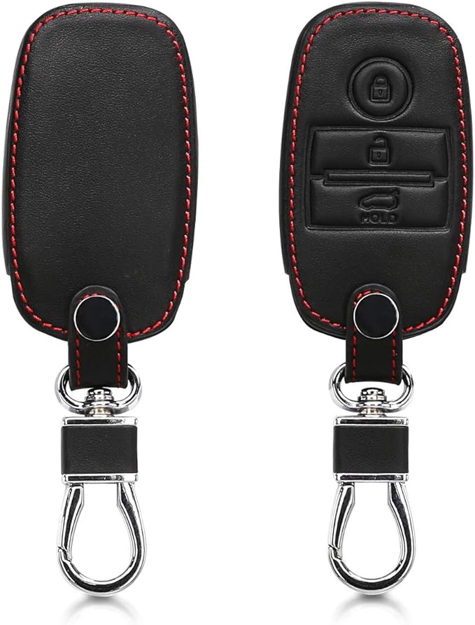 kwmobile Car Key Cover for Kia Heavy Duty PU Leather Protective Key Fob Cover for Kia 3 Button