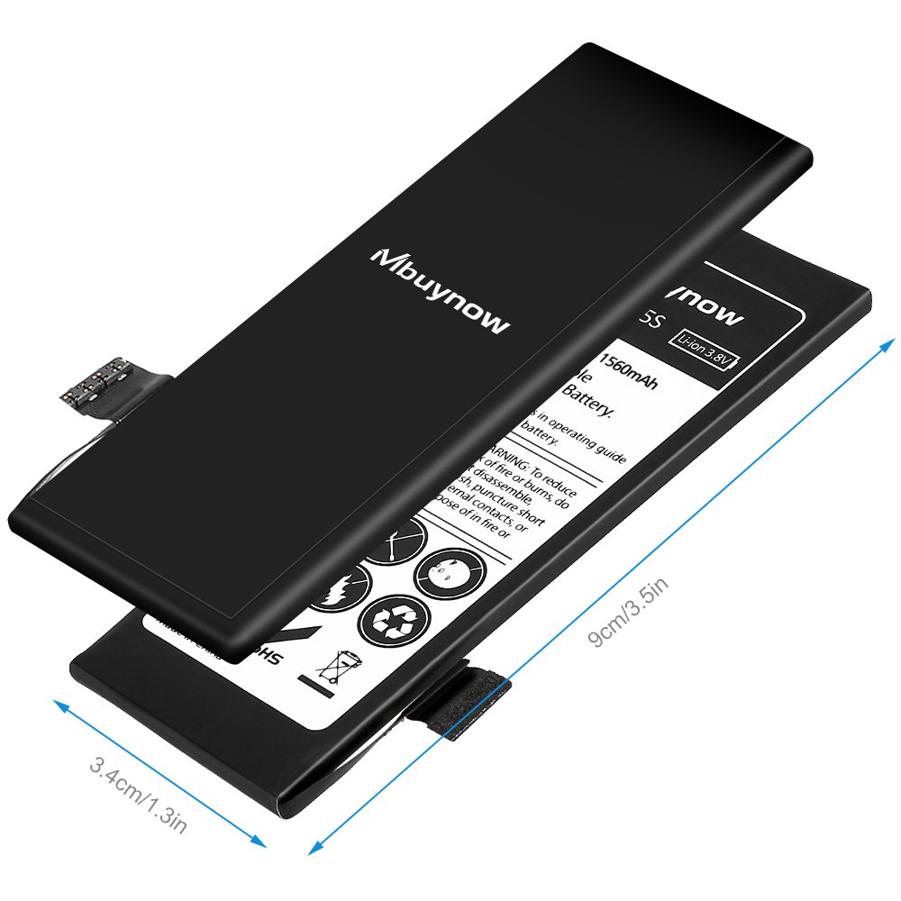 Mbuynow Batería del iPhone 5S,Kit de Reparación Completo con Herramientas e Instrucciones de Alta apacidad (1560mAh) Nuevo 0 Ciclo