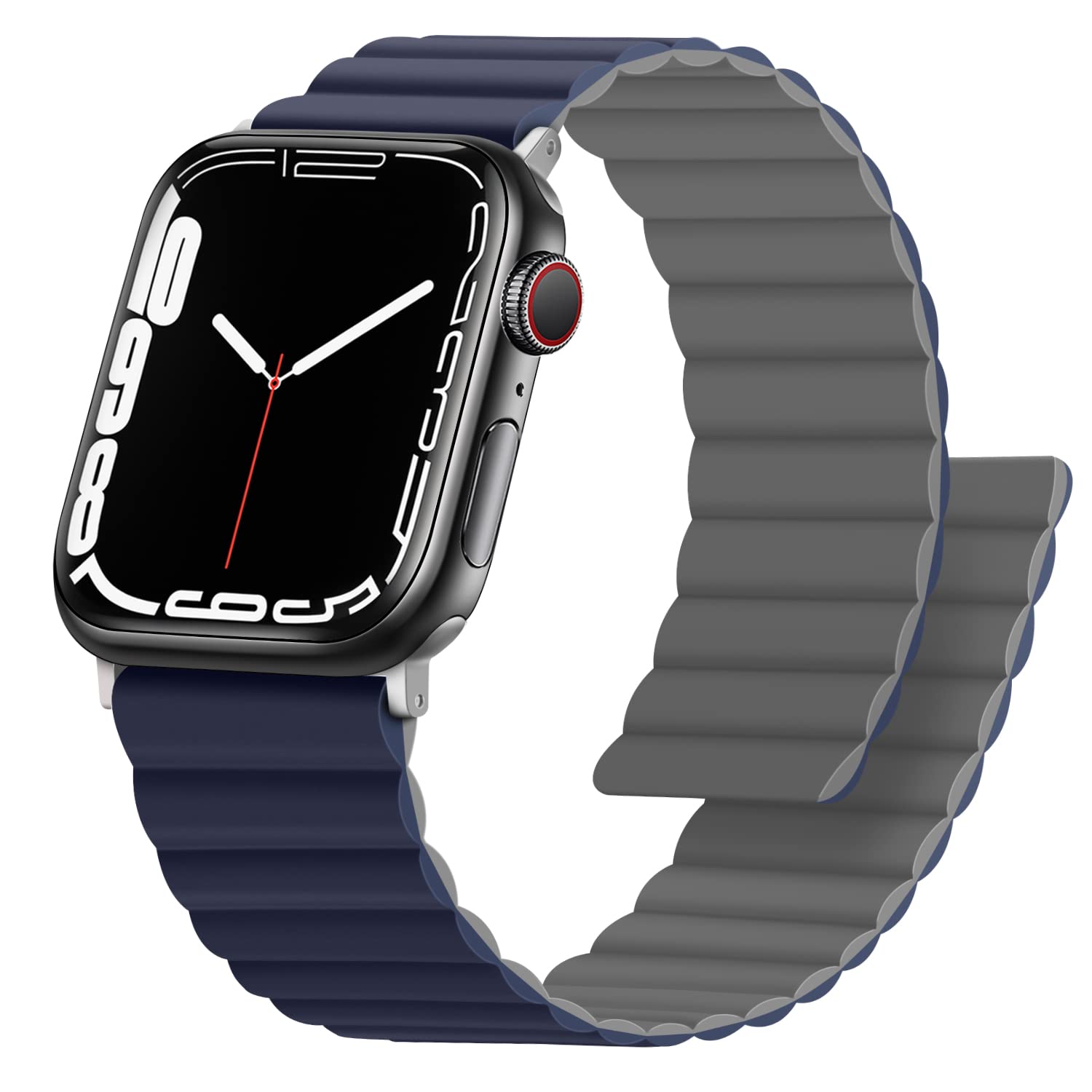 Photo 1 of Anlinser Magnetic Bands Compatible with Apple Watch Band 49/46/45 44/42/41/40/38mm, Women Men Double Side Reversible Strap for iWatch Ultra 3-1 Series 11/10/9/8/7-1 SE (42/41/40/38, Dark Blue/Gray)