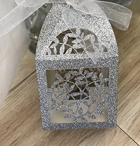 Home Kitchen 100pcs Glitter Paper Silver Laser Cut Wedding Favor