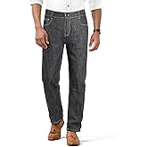 Heyfanee Mens Linen Jeans Slim Fit Lightweight Elastic Waist Pants for Men