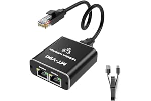 MT-VIKI Ethernet Splitter 1 to 2 High Speed 1000Mbps, Gigabit Dual RJ45 Splitter for Cat5/5e/6/7/8 Cable[2 Devices Simultaneously Networking]