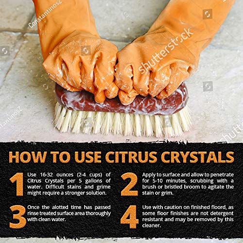 Citrus Crystals Powdered Orange Cleaner & Degreaser | Heavy Duty Floor Cleaner | Concrete Cleaner | Range Hood Cleaner | Oven & Grill Cleaner (2lb Bottle)