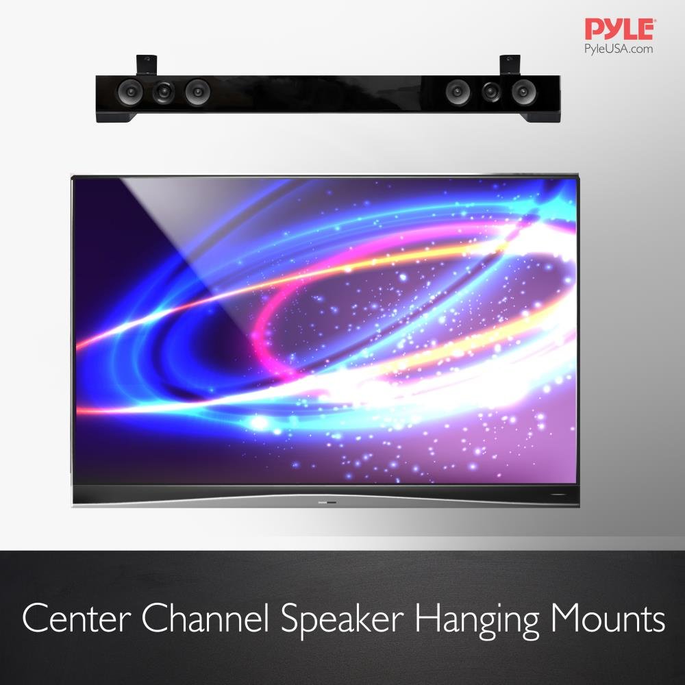 Pyle Adjustable Speaker Wall Mount Brackets - 2 Pack Extendable Steel Arms for Center Channel, Small or Large Speakers & Soundbars - 110 lbs Capacity, 6.7-11.8