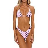 VnimVinter Women Polka Dot Bikini Sets Sexy Halter String Triangle High Cut Cheeky 2 Piece Bathing Suit