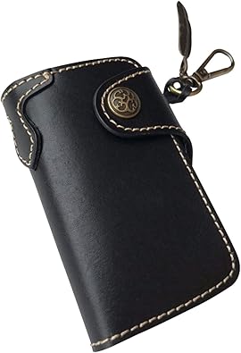 Amazon ダヴィン キーケース メンズ 本革 レトロ スマートキー レディース 手作り ブラック Davin メンズバッグ 財布