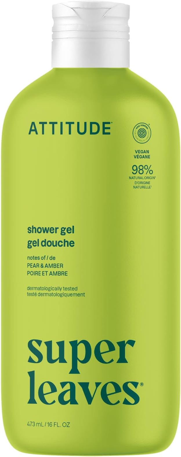 ATTITUDE Body Wash EWG Verified Pear & Amber Scent 473 mL Plant-Based