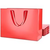 MALICPLUS 12 Valentine's Day Extra Large Gift Bags 16x6x12 Inches, Luxury Large Gift Bags with Handles for All Occasions (Glossy Red)