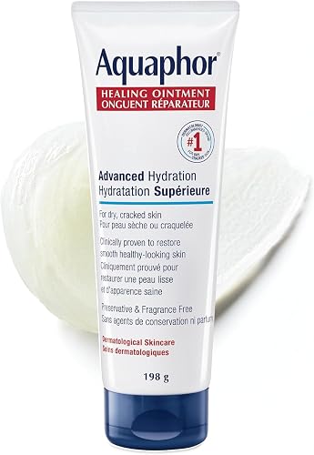 Aquaphor Healing Ointment, Multipurpose Ointment for Dry, Cracked Skin, Chafing, Cuticle Care, Fragrance Free, Non Greasy and Non Comedogenic Body Moisturizer, Dermatological Skin Care, 198g Tube