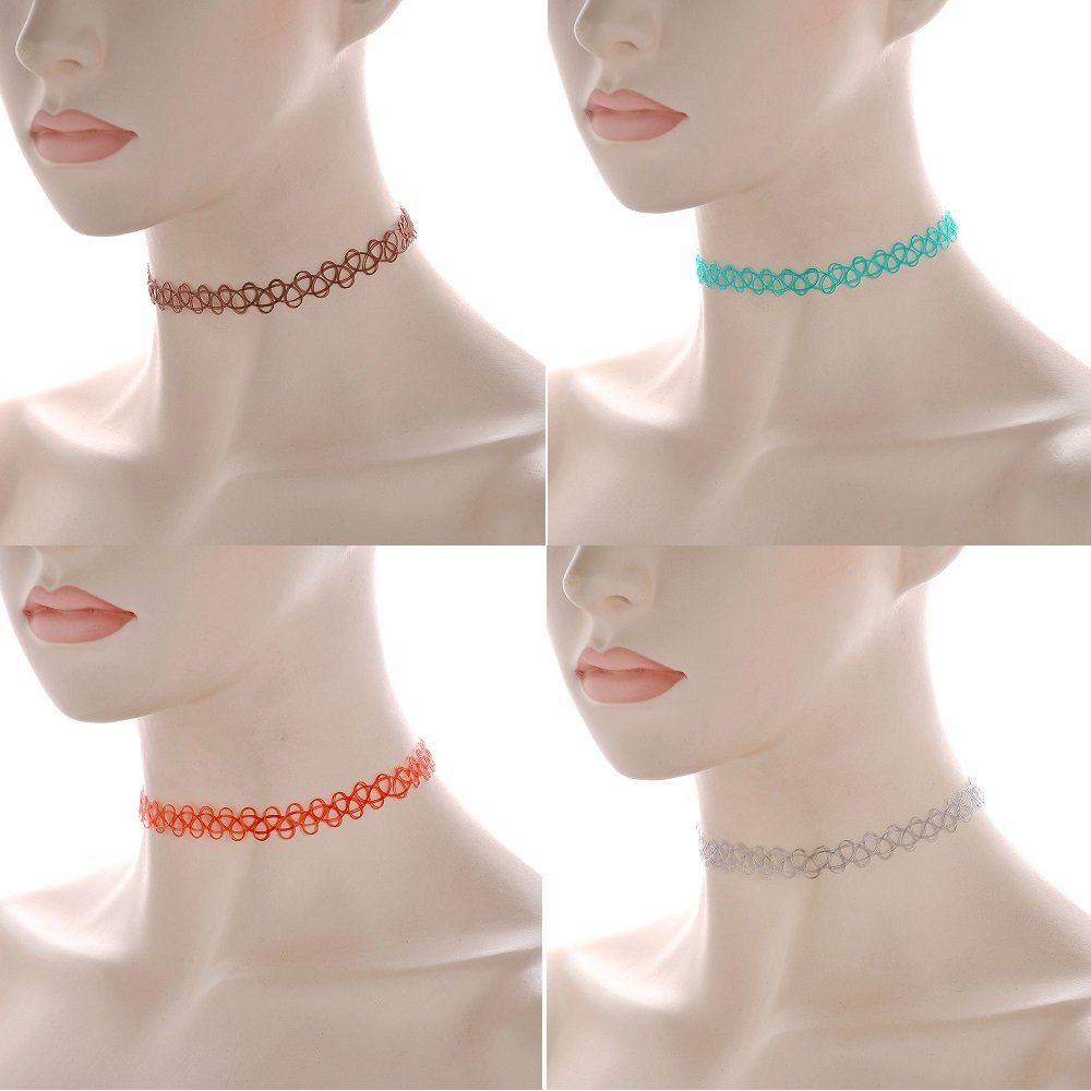 12PC Set Choker Rainbow Flower Collar Necklace for for girls kids