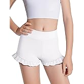 HASMES Girls Athletic Ruffle Shorts High Waisted Biker Shorts Dance Yoga Gymnastics 5-14Y